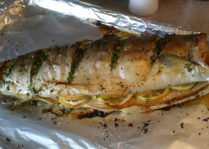 grilled whole fish in foil